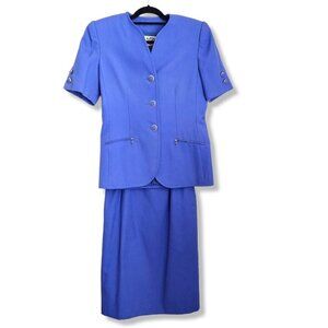 Kasper Suit Womens 8 Purple Jacket‎ Skirt 2 Pieces Short Sleeve Career Blazer